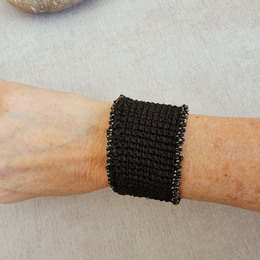 P196 Pulsera Negro Textil