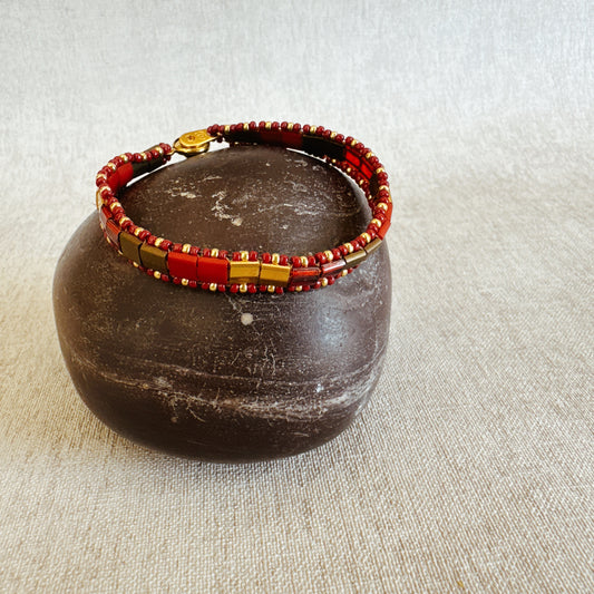 P141 Pulsera Horizonte Carmesi