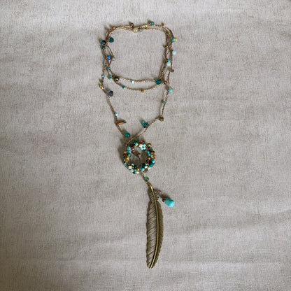 C078 Collar Pluma Turquesa