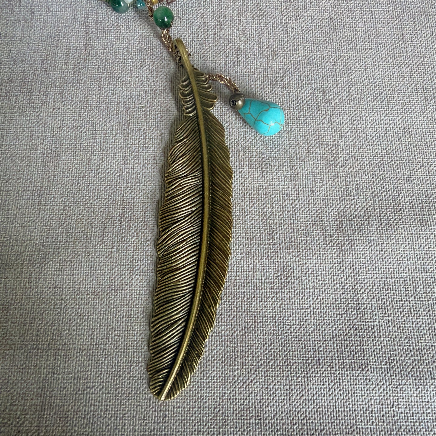 C078 Collar Pluma Turquesa