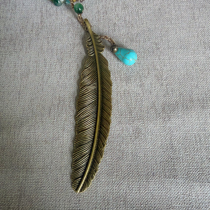 C078 Collar Pluma Turquesa